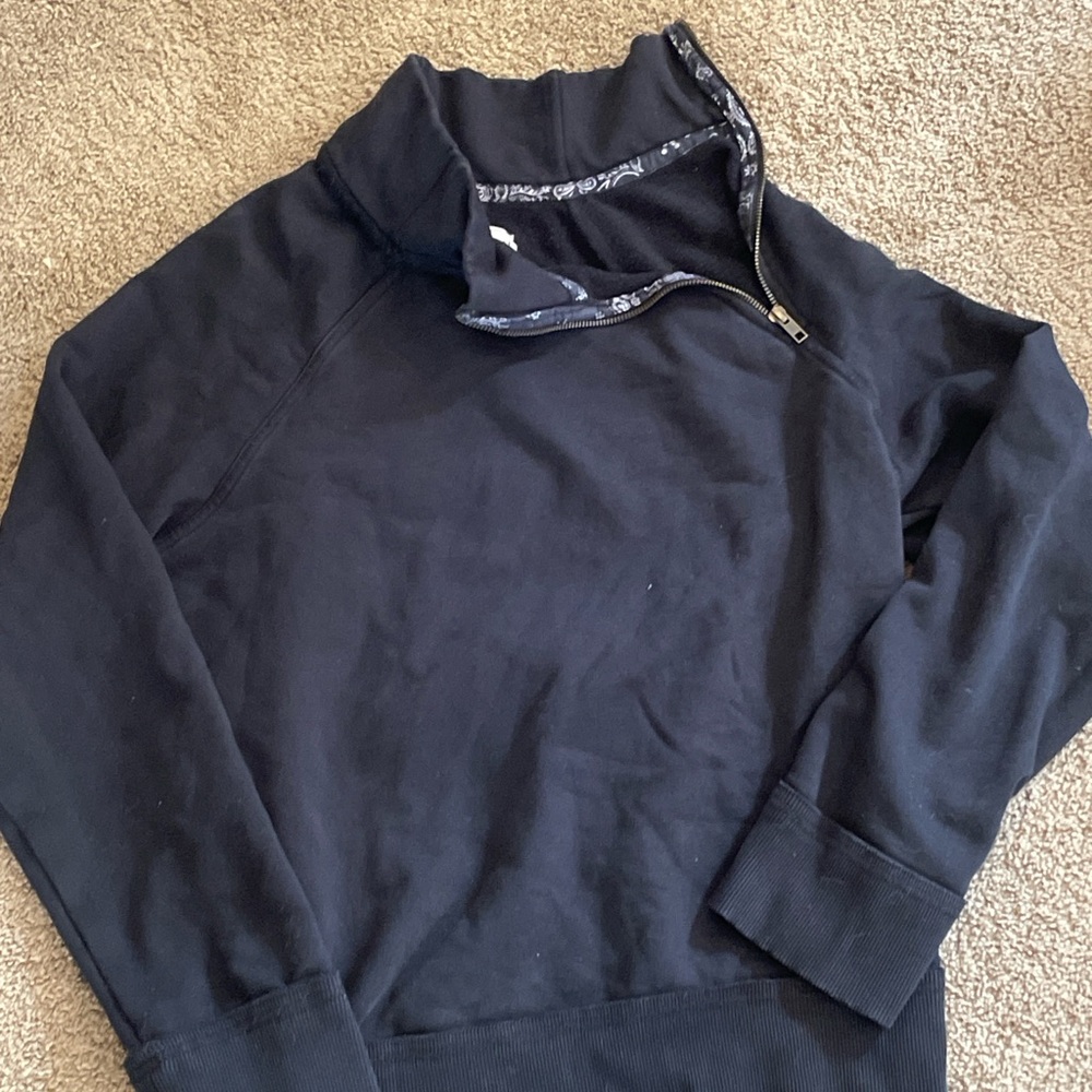 We The Free Free People Black Zip-Up Quarter Sweatshirt